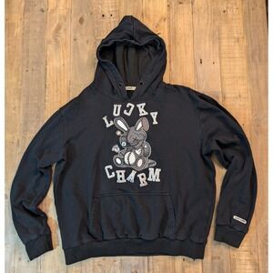 BKYS Lucky Charm Voodoo Doll Bunny Patch Hoodie Streetwear Men's Size L Cotton
